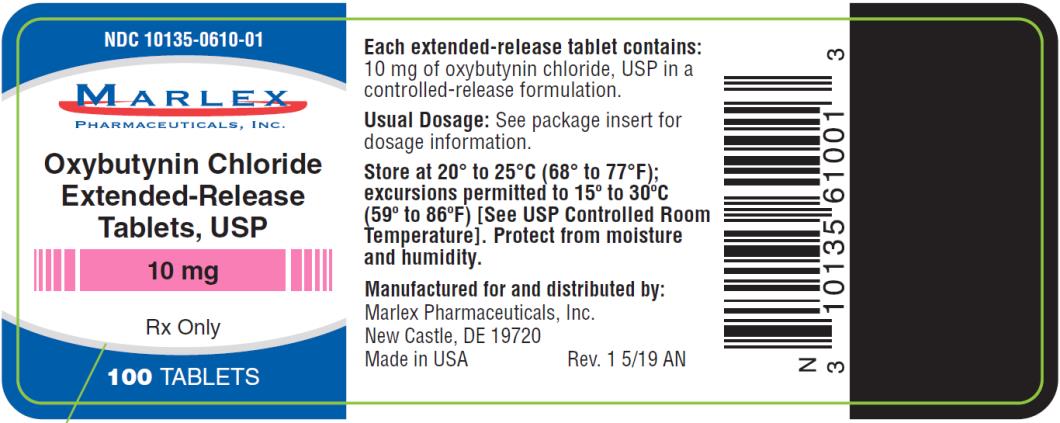 PRINCIPAL DISPLAY PANEL
NDC 10135-0610-01
Marlex
Oxybutynin Chloride
Extended- Release
Tablets, USP
10 mg
Rx Only
100 Tablets
