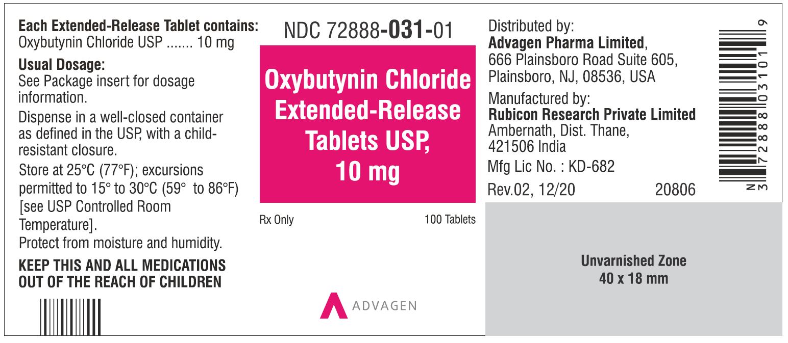 10 mg Tablet Bottle Label - NDC 72888-031-01 - 100 Tablets