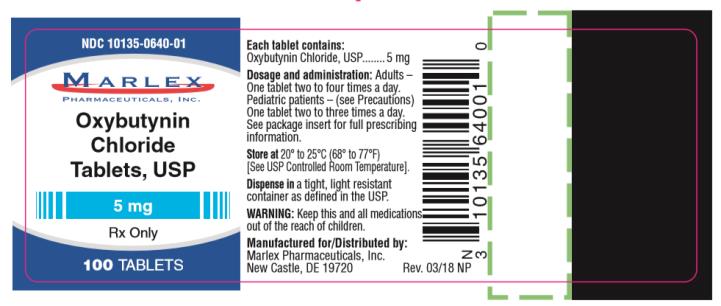NDC 10135-0640-01
MARLEX
PHARMACEUTICALS, INC.
Oxybutynin
Chloride 
Tablets, USP
5 mg
Rx Only 
100 TABLETS 
