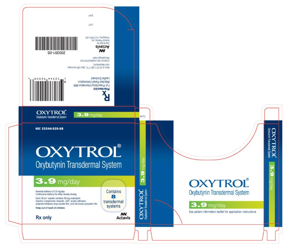 OXYTROL® (oxybutynin transdermal system) NDC 52544-920-08 Carton x 8 transdermal systems