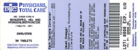 Benazepril HCTZ 20 mg/25 mg Label