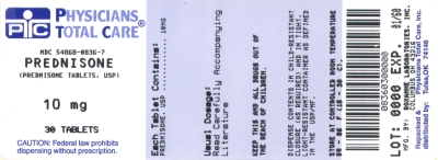 image of Prednisone package label for 10mg tablets