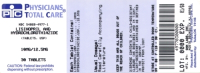 image of Lisinopril/Hctz package label for 10mg/12.5mg