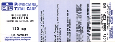 image of Doxepin HCl 150 mg package label