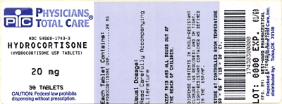 image of Hydrocortisone package label 20mg