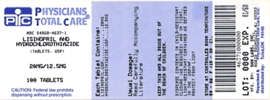 image of Lisinopril/Hctz package label for 20mg/12.5mg