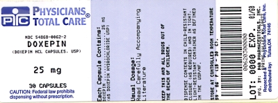 image of Doxepin HCl 25 mg package label