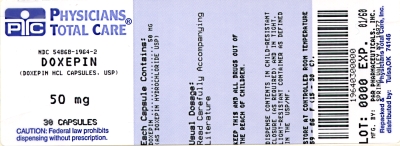 image of Doxepin HCl 50 mg package label