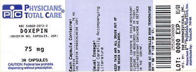 image of Doxepin HCl 75 mg package label