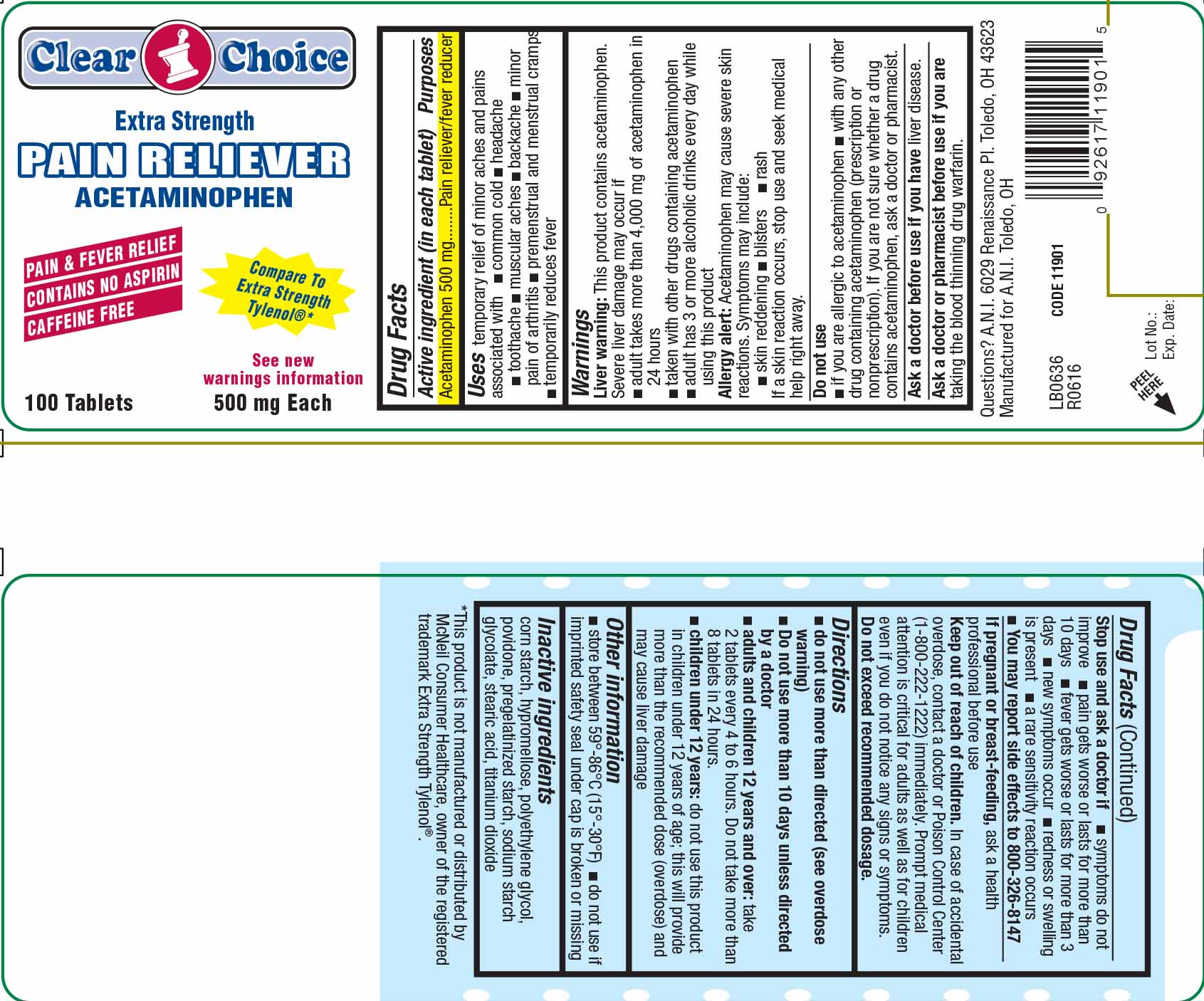 Clear Choice Extra Strength Pain Reliever | Acetaminophen Tablet Breastfeeding