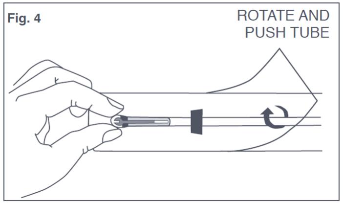 Figure 4: Inserting Tips of T-Arms of Paraguard into Insertion Tube While in Sterile Packaging 