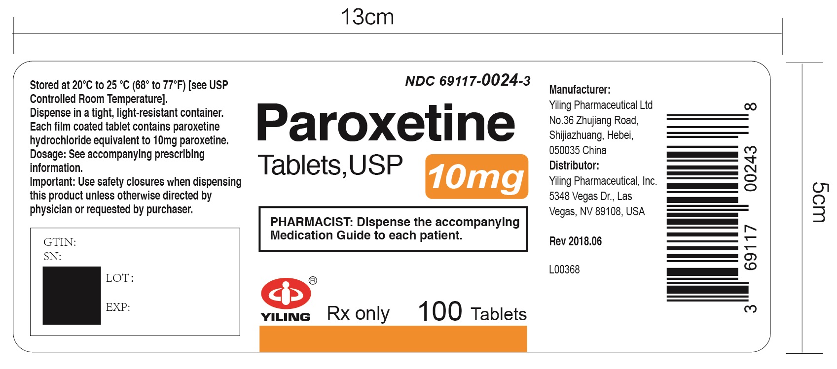 paroxetine-10mg 100s