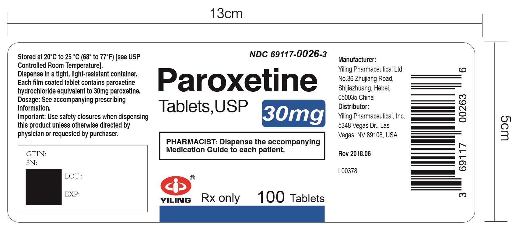 paroxetine-30mg 100s