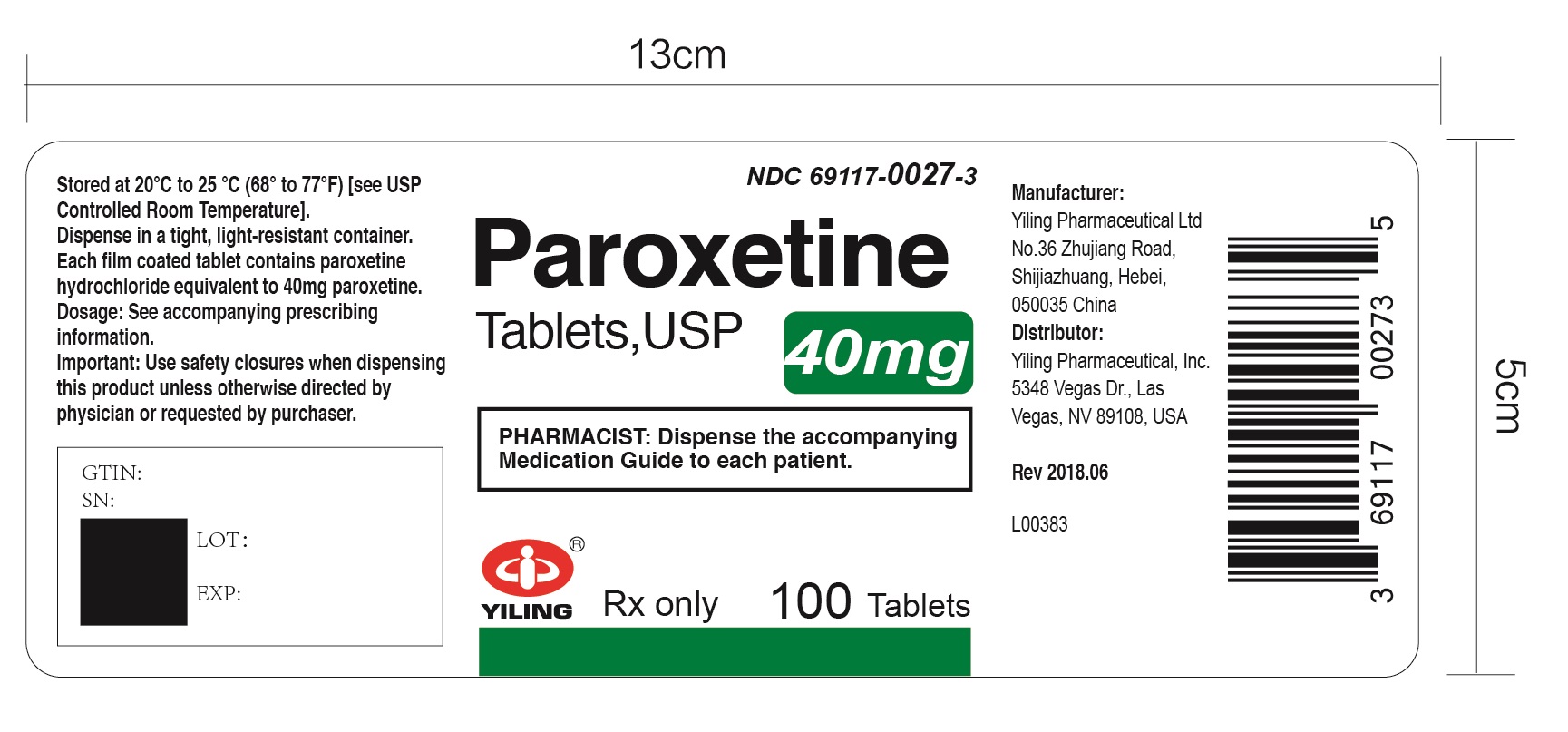 paroxetine-40mg 100s