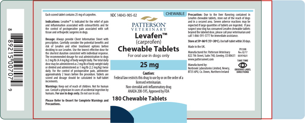 Principal Display Panel - Patterson Levafen Chewable Tablets 25 mg Label
