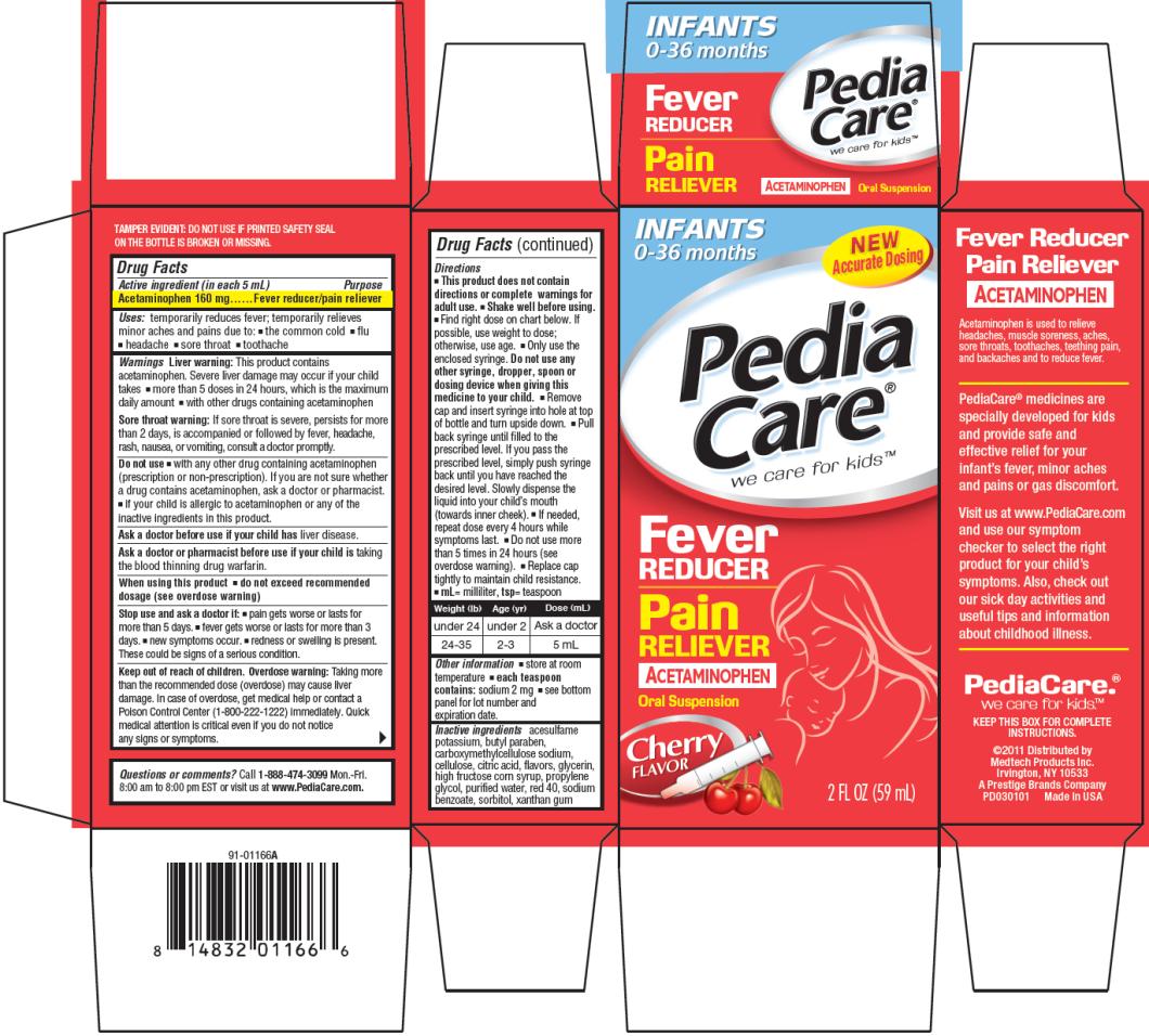 PRINCIPAL DISPLAY PANEL NEW Accurate Dosing INFANTS 0-36 months PediaCare we care for kidsTM Fever Reducer Pain Reliever ACETAMINOPHEN Oral Suspension Cherry Flavor 2 FL OZ (59 mL)