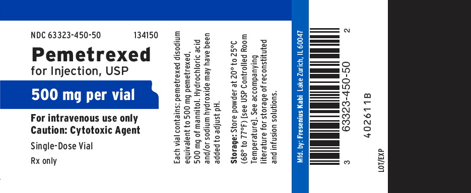 PACKAGE LABEL- PRINCIPAL DISPLAY – Pemetrexed 500 mg Single-Dose Vial Label
