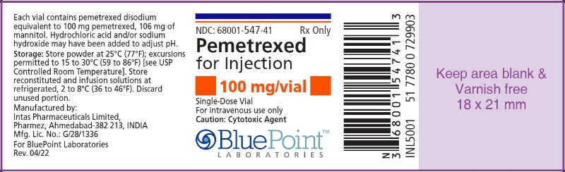 Vial Label-Pemetrexed for Injection 100 mg/Vial