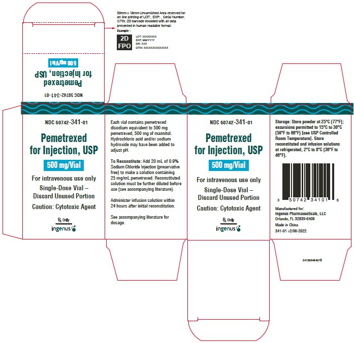 PACKAGE CARTON – Pemetrexed for Injection 500 mg single-dose vial