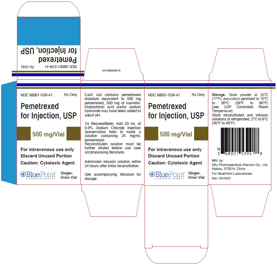 PACKAGE CARTON: Pemetrexed for Injection 500 mg single dose vial