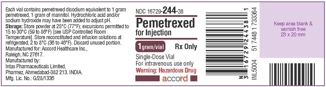 Pemetrexed for injection 1 gram/vial - Vial label
