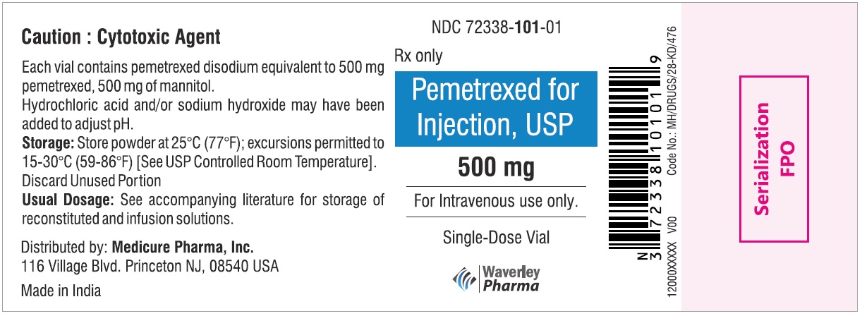 PACKAGE Label – Pemetrexed for Injection 500 mg single-dose vial