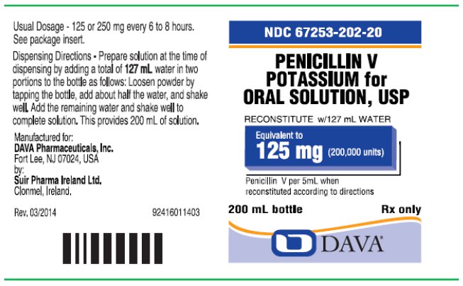 Principal Display Panel front - Penicillin V Potassium for Oral Solution, USP Equivalent to 125 mg (200,000 units) 200 mL bottle