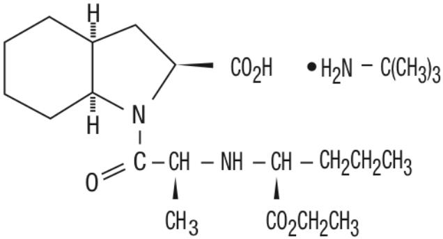 The structural formula of Perindopril Erbumine.