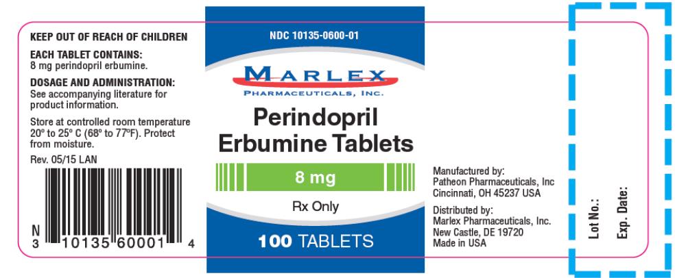 PRINCIPAL DISPLAY PANEL
NDC 10135-0600-01
Perindopril
Erbumine Tablets
8 mg
Rx Only
100 TABLETS
