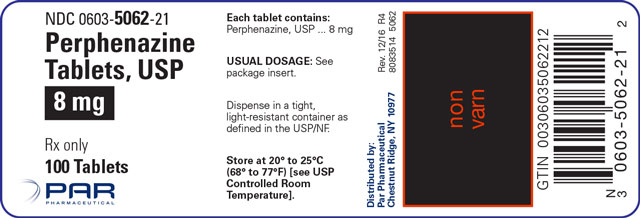 Image of the 100ct label for Perphenazine Tablets, USP 8 mg