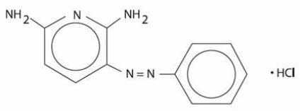 The structural formula of Phenazopyridine Hydrochloride.