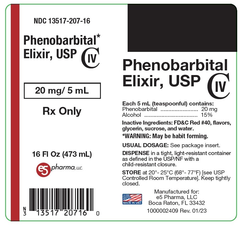 Container Label for Phenobarbital Elixir 20 mg/ 5 mL