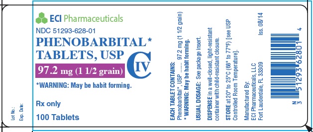 This is an image of the label for Phenobarbital Tablets, USP 97.2 mg 100 count.