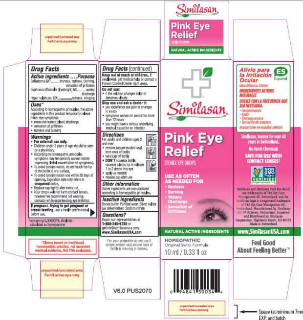 PRINCIPAL DISPLAY PANEL

Similasan
Pink eye
Relief
10 mL/ 0.33 fl oz
