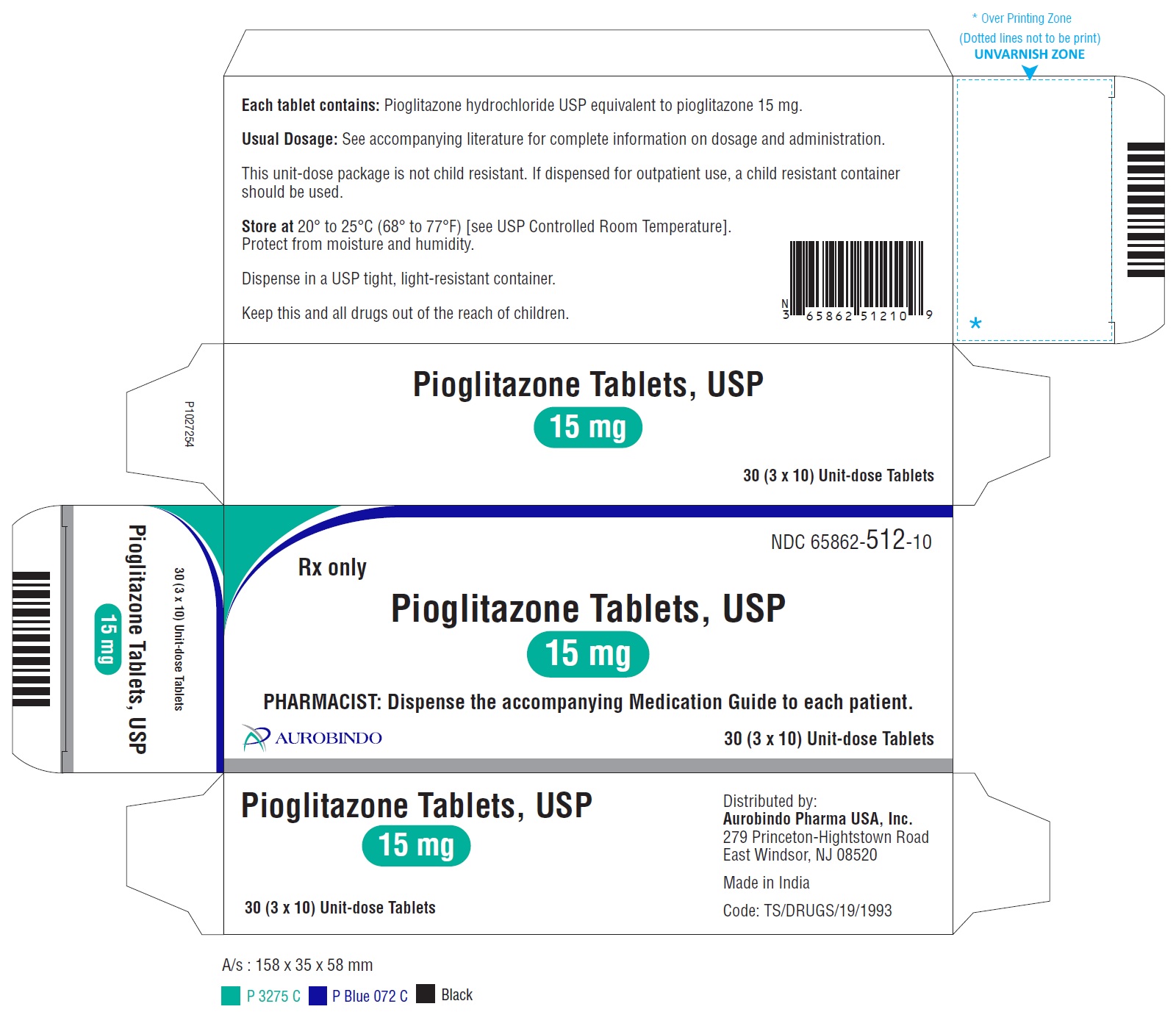 PACKAGE LABEL-PRINCIPAL DISPLAY PANEL - 15 mg Blister Carton (3 x 10 Unit-dose)