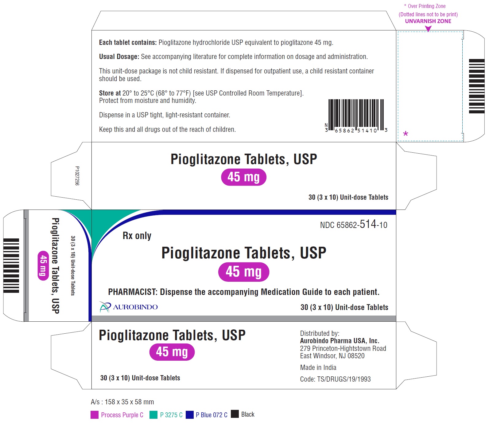 PACKAGE LABEL-PRINCIPAL DISPLAY PANEL - 45 mg Blister Carton (3 x 10 Unit-dose)
