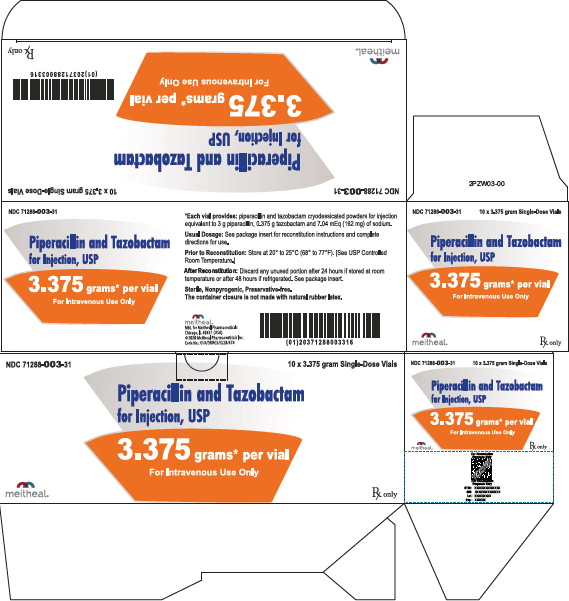 PRINCIPAL DISPLAY PANEL – Piperacillin and Tazobactam for Injection, USP 3.375 g Carton