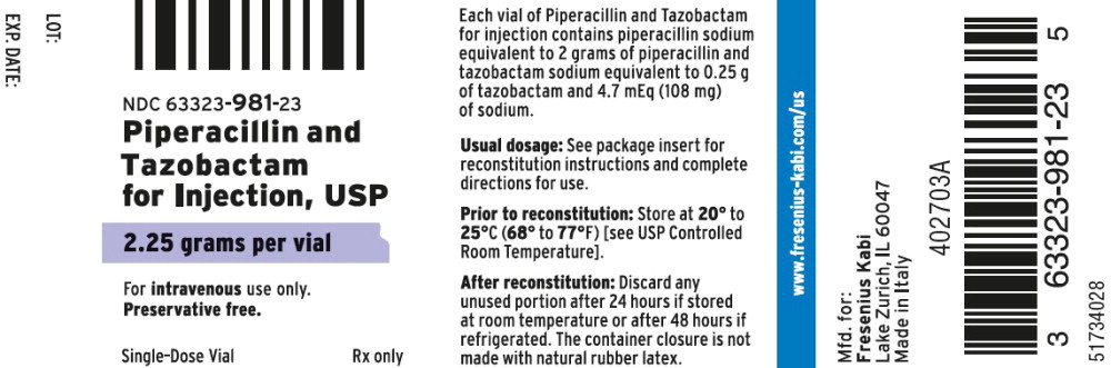 PACKAGE LABEL - PRINCIPAL DISPLAY PANEL - Piperacillin and Tazobactam 2.25 grams Single-Dose Vial Label
