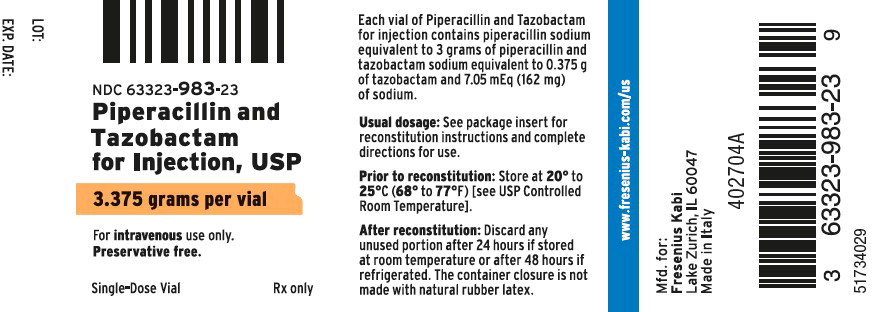 PACKAGE LABEL - PRINCIPAL DISPLAY PANEL - Piperacillin and Tazobactam 3.375 grams Single-Dose Vial Label
