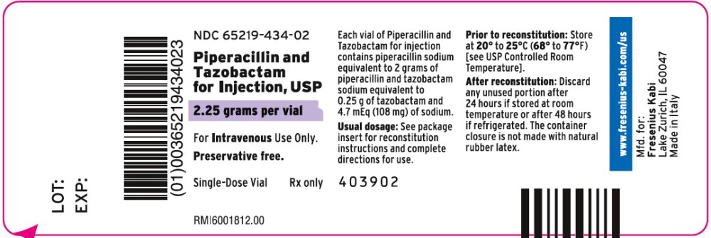 PACKAGE LABEL – PRINCIPAL DISPLAY PANEL – Piperacillin and Tazobactam 2.25 grams per vial – VIAL LABEL
