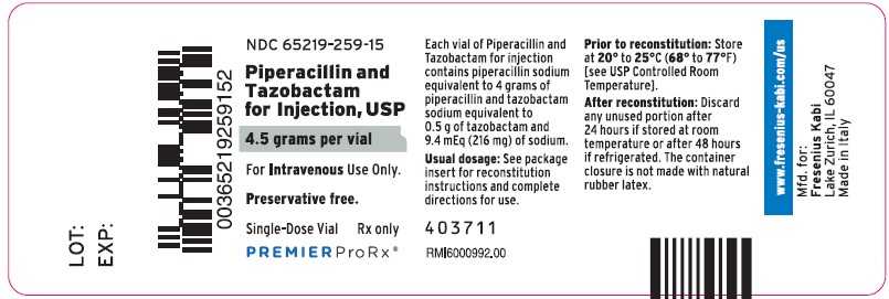PACKAGE LABEL – PRINCIPAL DISPLAY PANEL – Piperacillin and Tazobactam 4.5 grams per vial – VIAL LABEL
