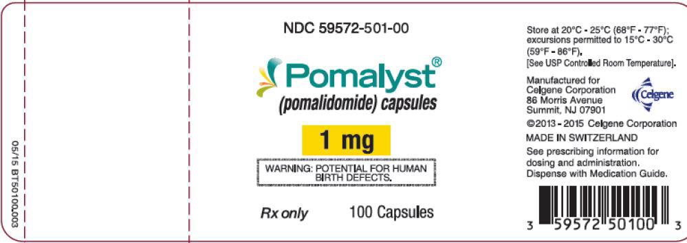 Pomalyst (pomalidomide) Capsules, 1 mg - 100 Count Bottle Label