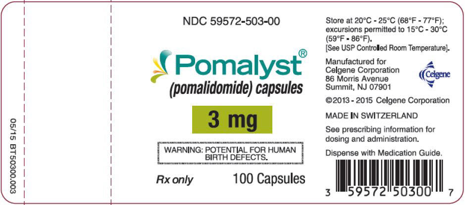 Pomalyst (pomalidomide) Capsules, 3 mg - 100 Count Bottle Label