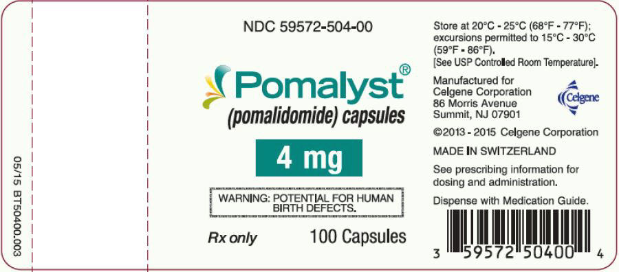 Pomalyst (pomalidomide) Capsules, 4 mg - 100 Count Bottle Label