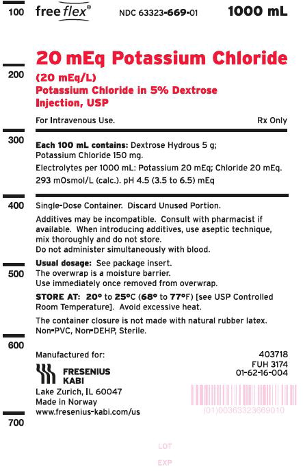 PACKAGE LABEL - PRINCIPAL DISPLAY – Potassium Chloride in 5% Dextrose Injection, USP 20 mEq/L Bag Label
