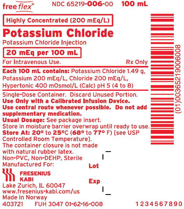 Package Label - Principal Display Panel - Potassium Chloride 20 mEq 100 mL Bag Label
