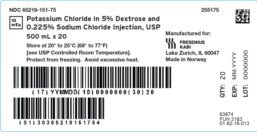 PACKAGE LABEL - PRINCIPAL DISPLAY – Potassium Chloride in 5% Dextrose and 0.45% Sodium Chloride Injection, USP Case Label
