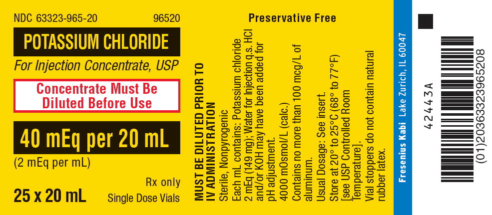 PACKAGE LABEL - PRINCIPAL DISPLAY - Potassium Chloride 20 mL Tray Label
