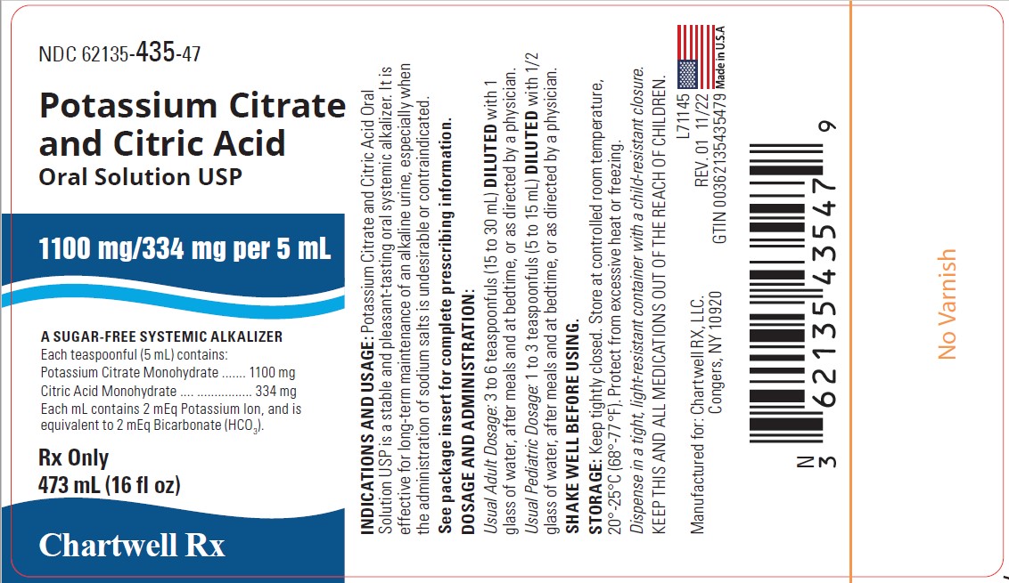 Potassium Citrate and Citric Acid Oral Solution, USP  - NDC 62135-435-47 - 16 fl oz (473 mL) Bottle Label