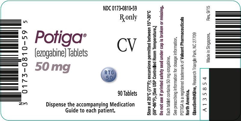 Potiga 50 mg 90 count label